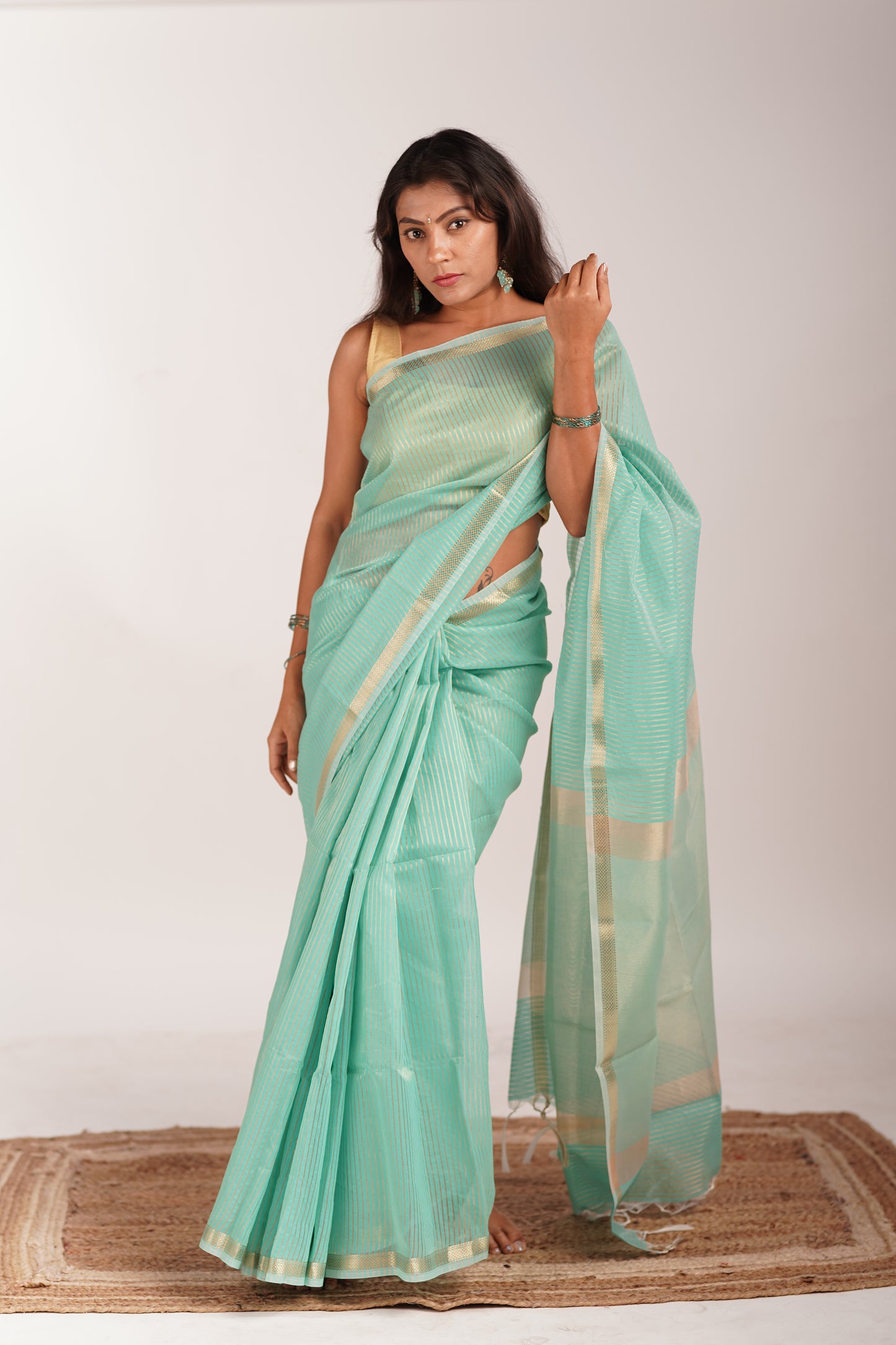 Zari Lining Maheshwari Cotton Saree