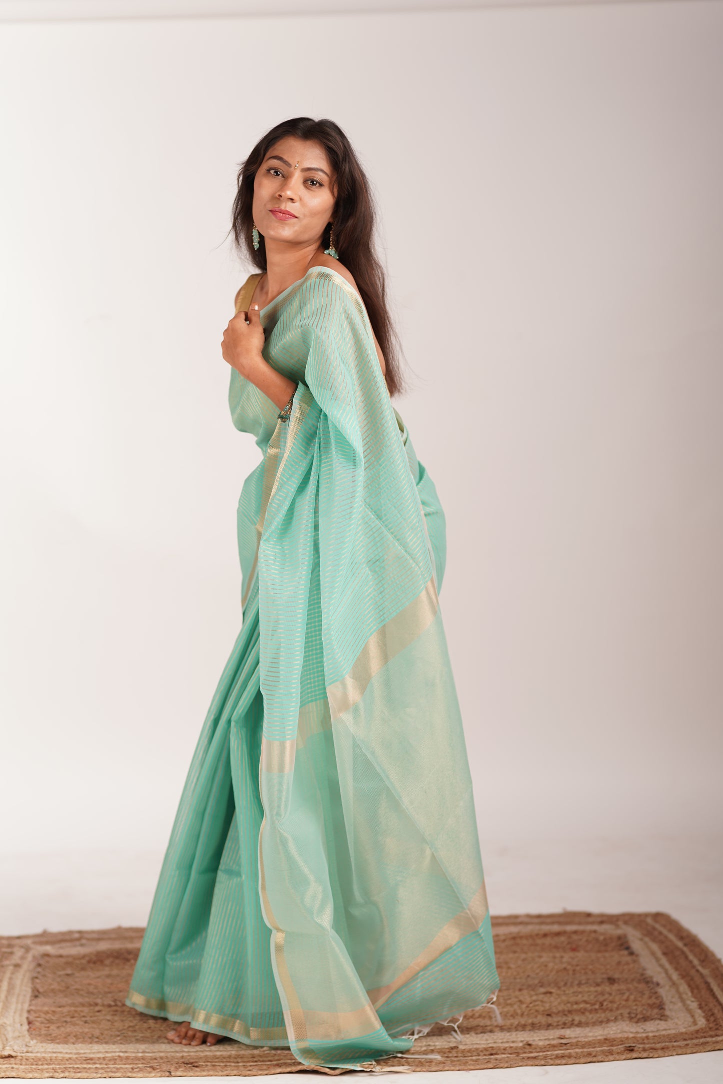 Zari Lining Maheshwari Cotton Saree