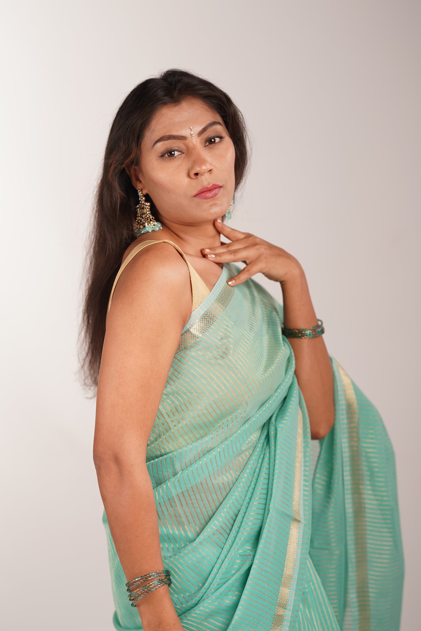 Zari Lining Maheshwari Cotton Saree