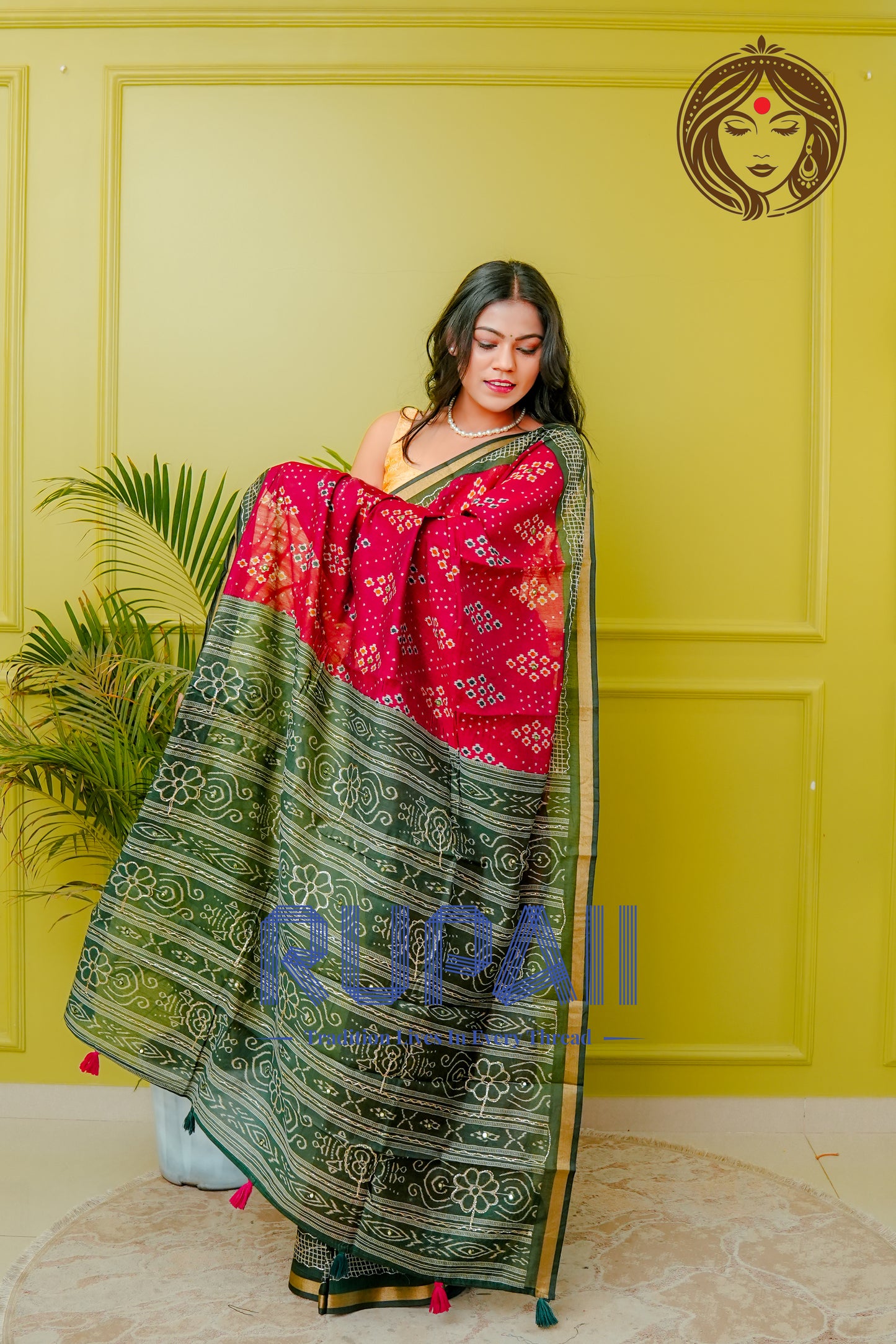 Soft Cotton Silk Blend with printed detailing