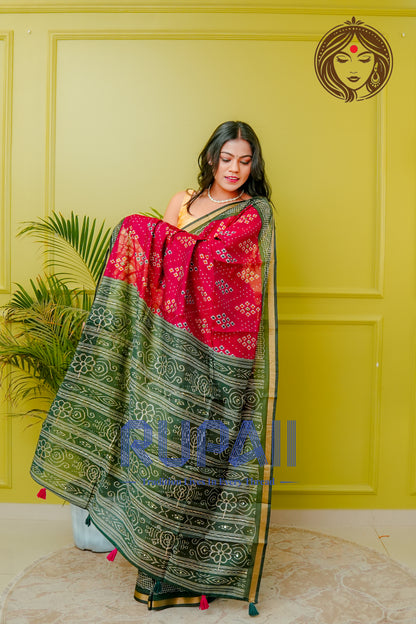 Soft Cotton Silk Blend with printed detailing