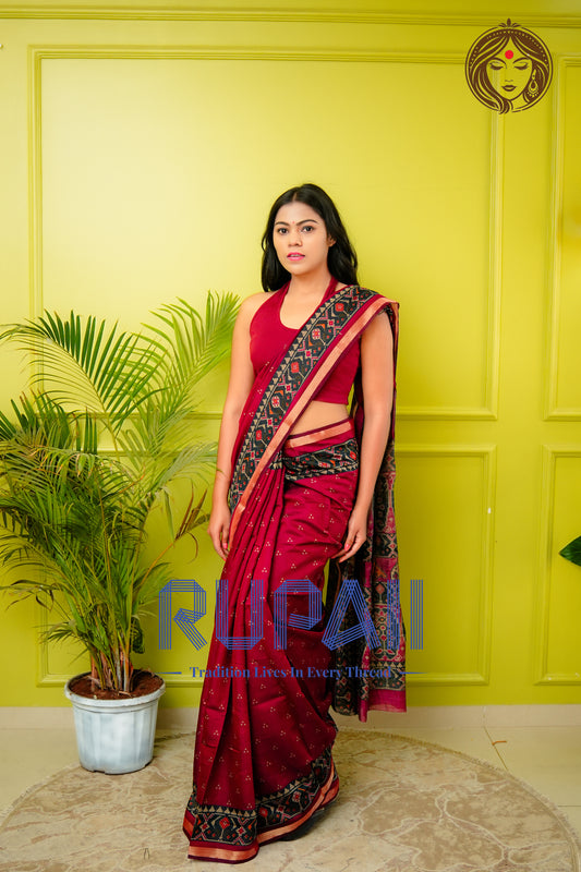 Wine Majesty Patola Print Saree