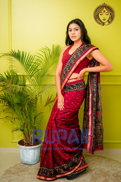 Wine Majesty Patola Print Saree